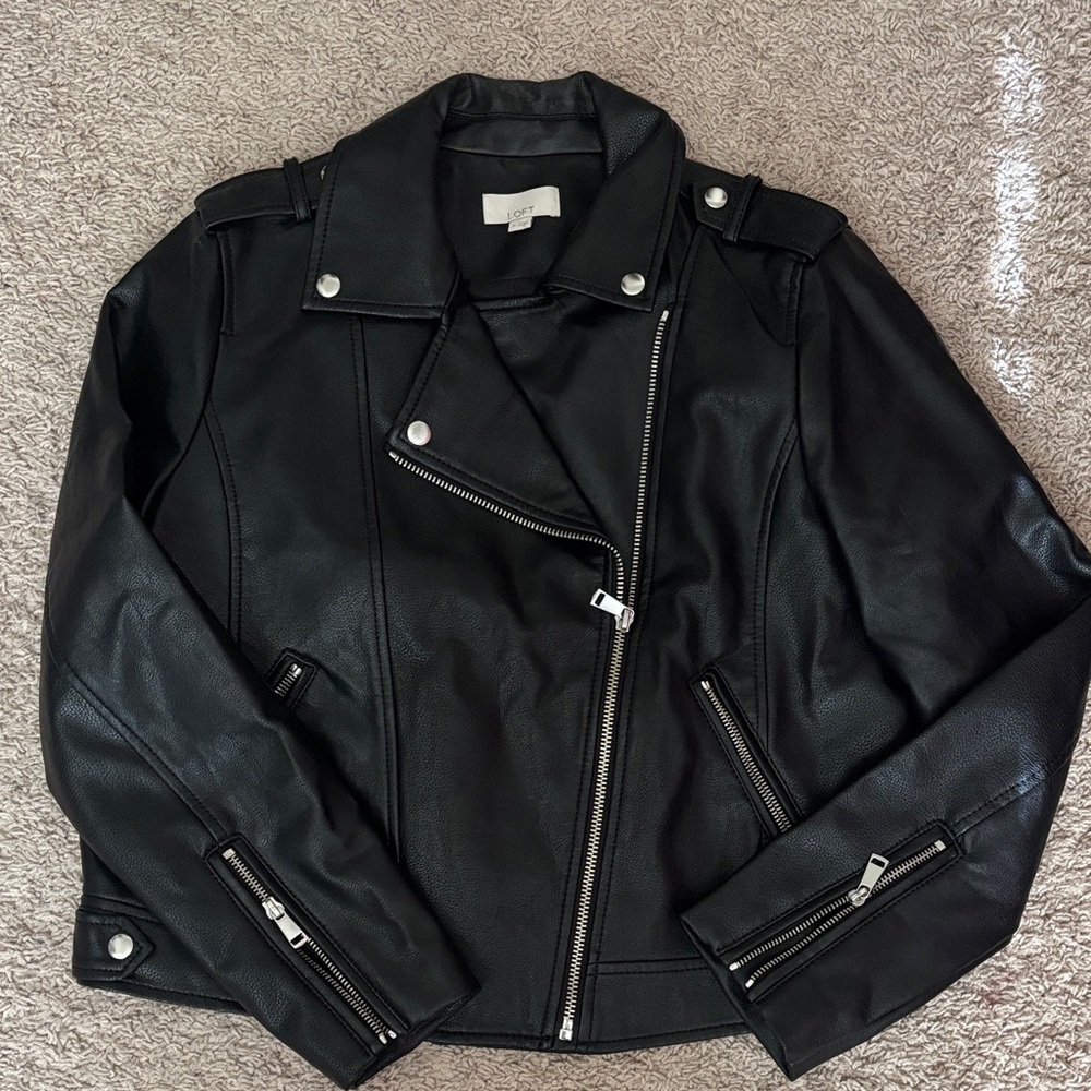LOFT Black Leather Biker Jacket